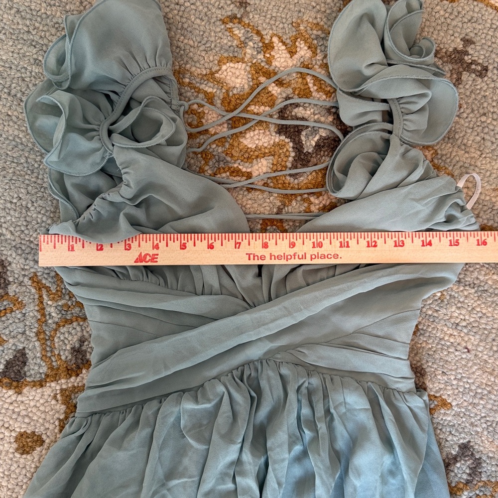 Lulu's Sage Ruffle-Shoulder Maxi Dress - Picture 8 of 9